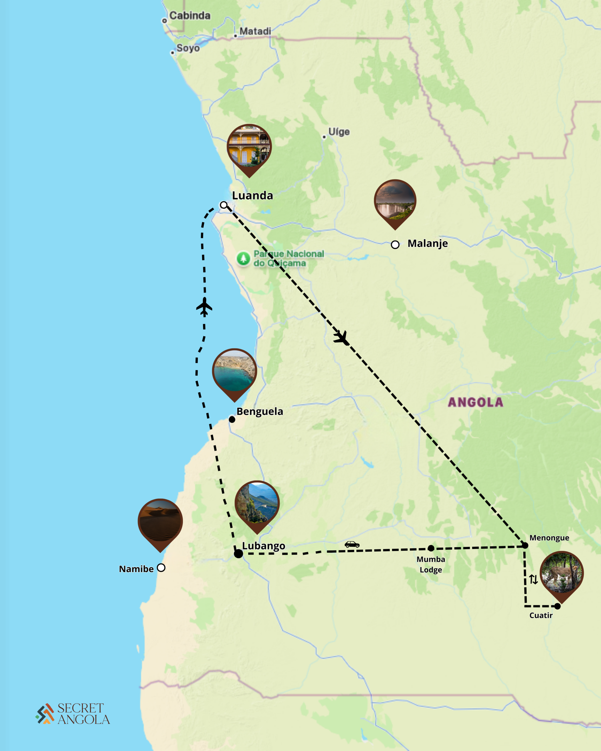 Tour map route: Luanda - Malange