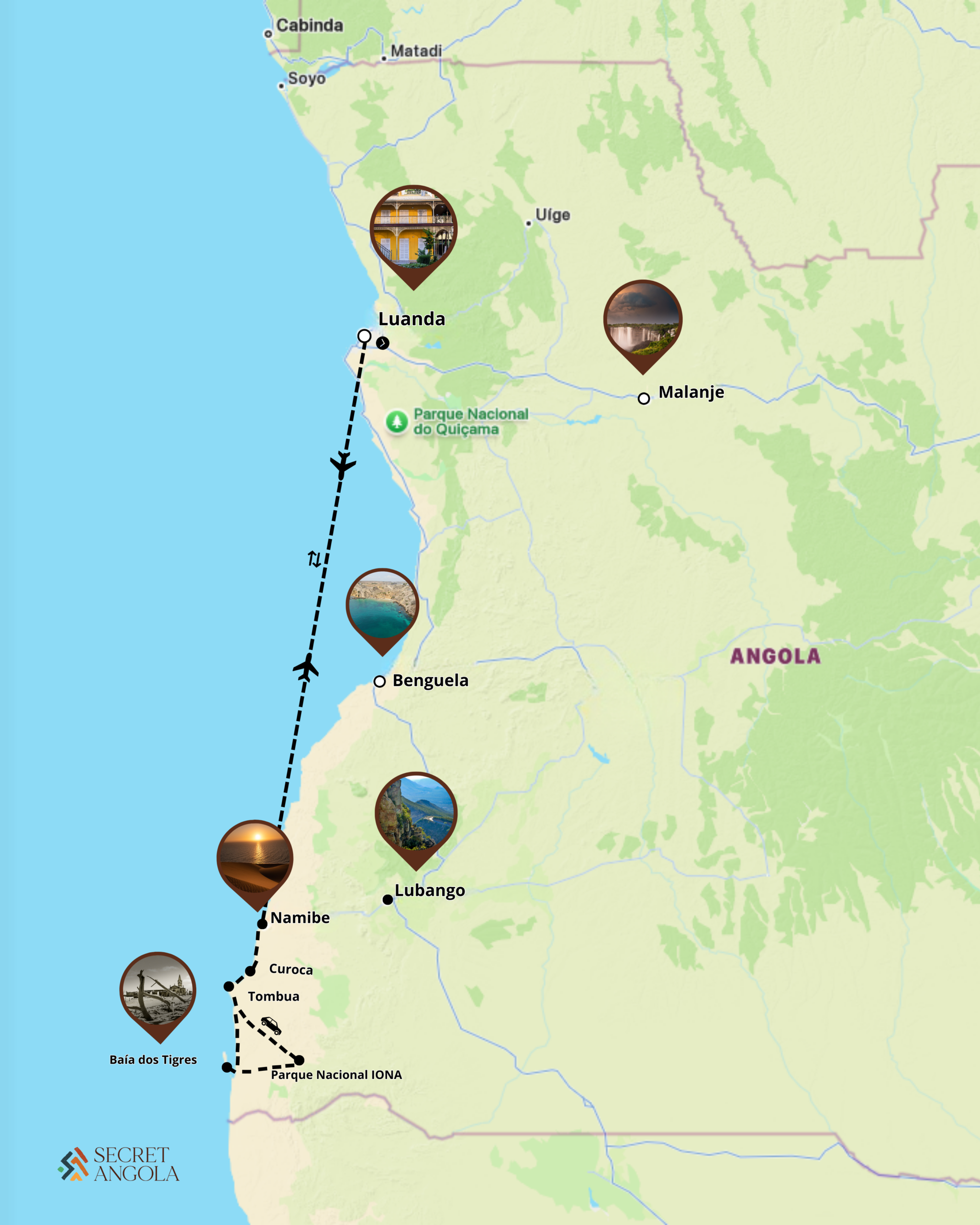 Tour map route: Luanda - Malange