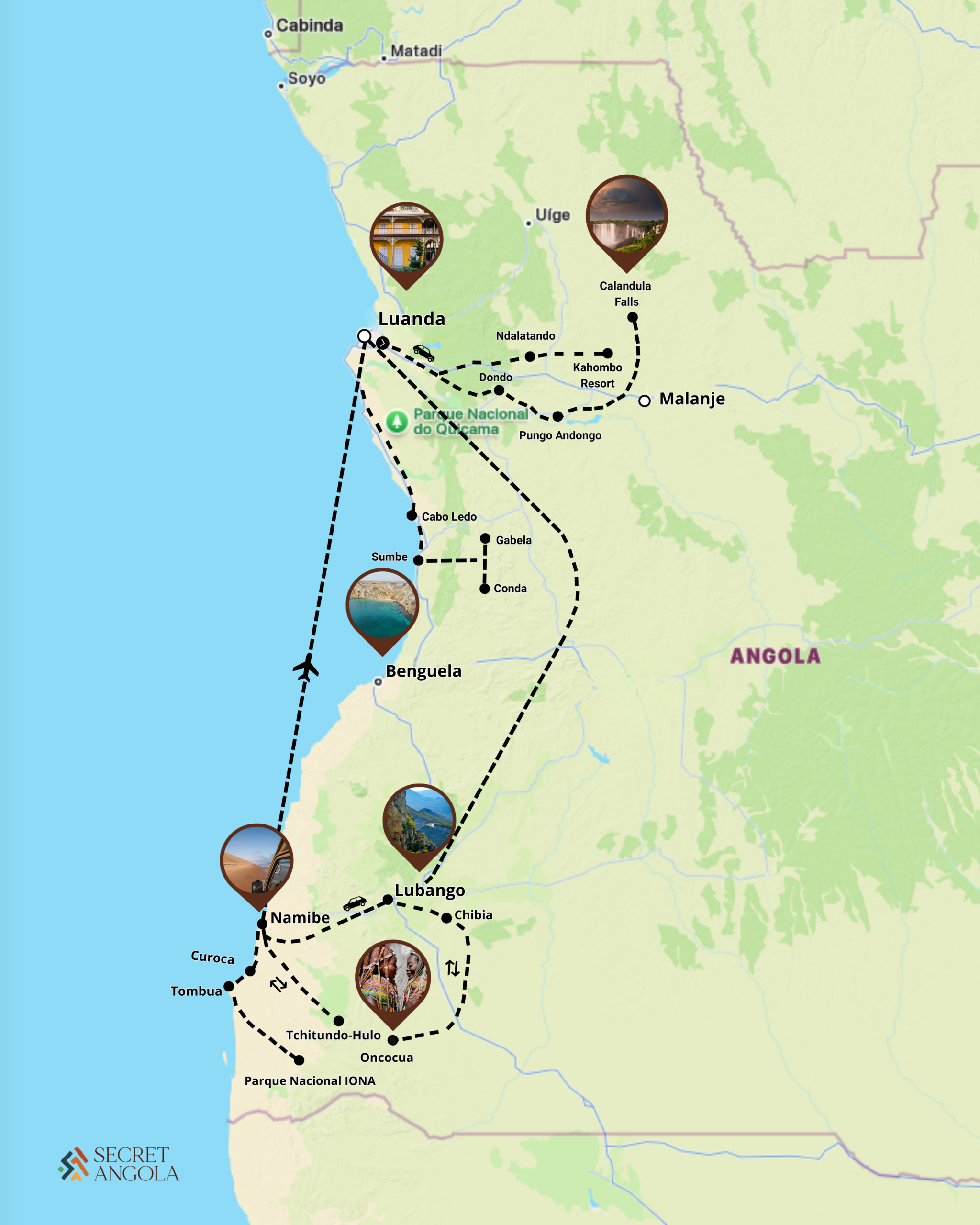 Tour map route: Luanda - Malange