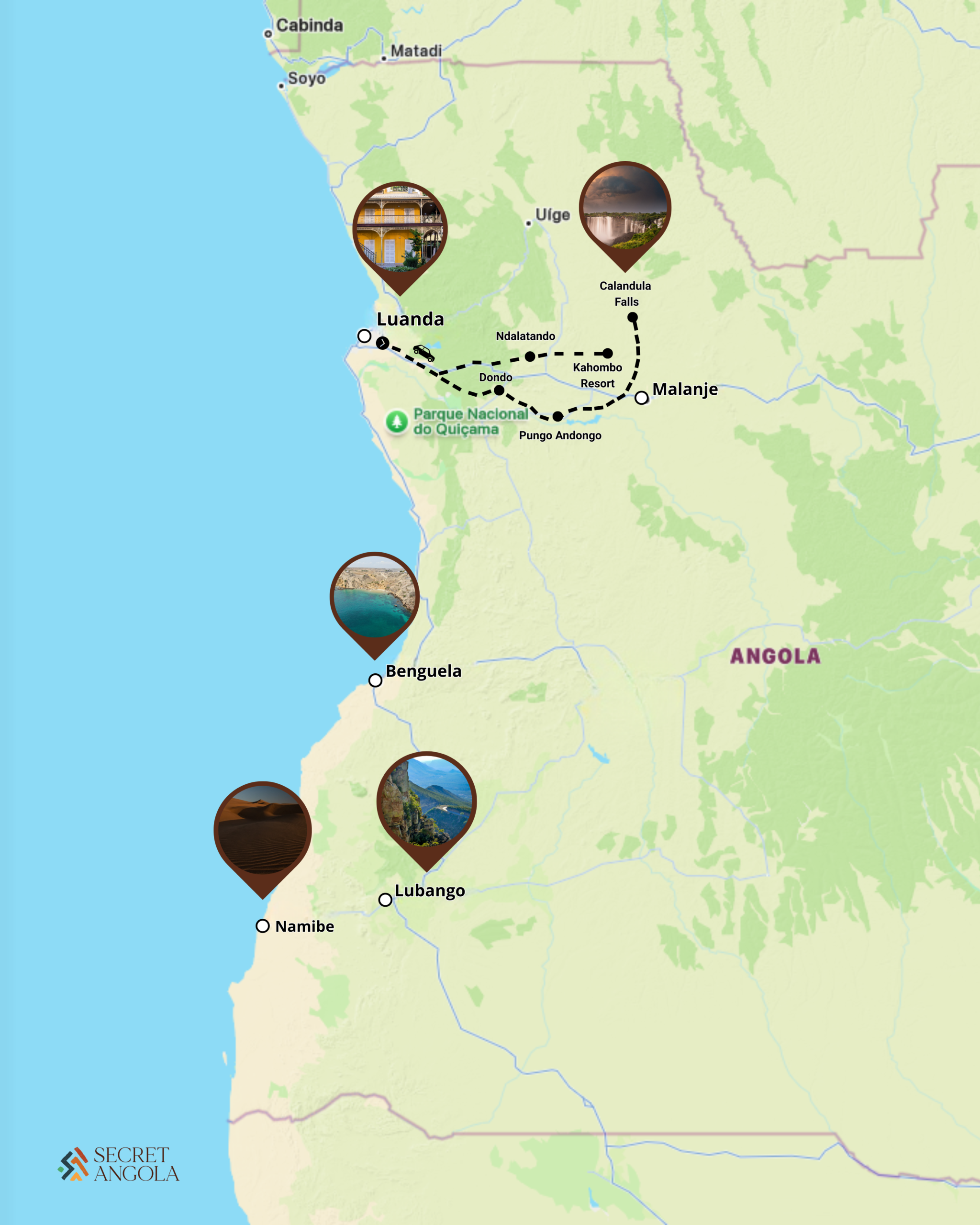 Tour map route: Luanda - Malange